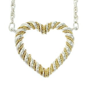 TIFFANY Co Silver Gold Twisted Heart Combination Necklace